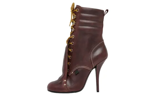 Burberry Leather Ankle Boots 10cm Women's Dark Brown