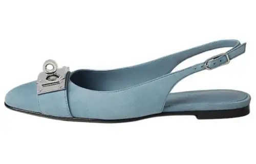 HERMES Innocente Leather Casual Shoes Women's Blue