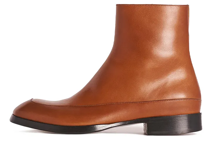 THE ROW Leather Casual Ankle Boots Men's Brown