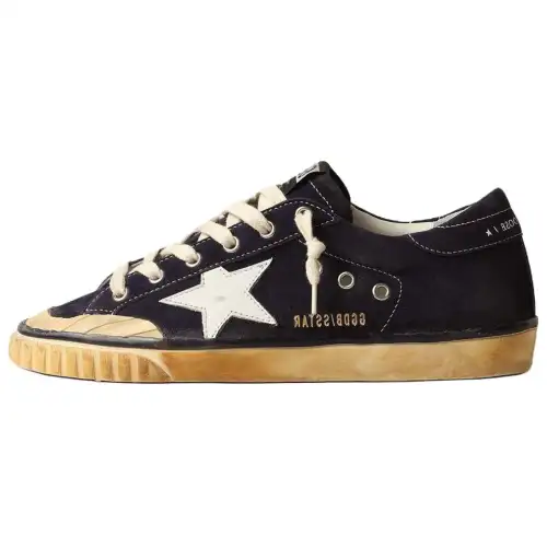 Golden Goose Super Star Leather Low top Skateboard Shoes Women's Blue Distressed