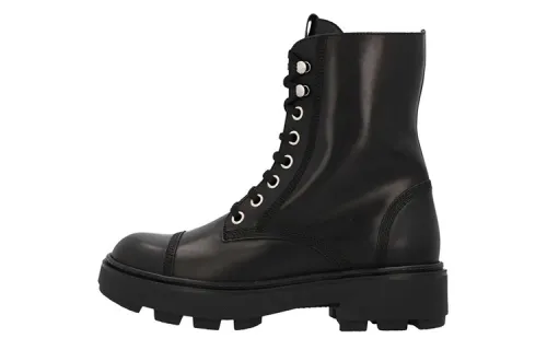 MIU MIU Leather Ankle Boots Women's Black