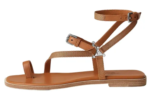 HERMES Gossip One Strap Sandals Women's Brown