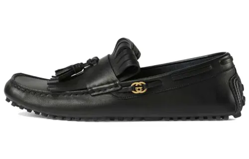 GUCCI Interlocking Gommino Loafers Men's Black