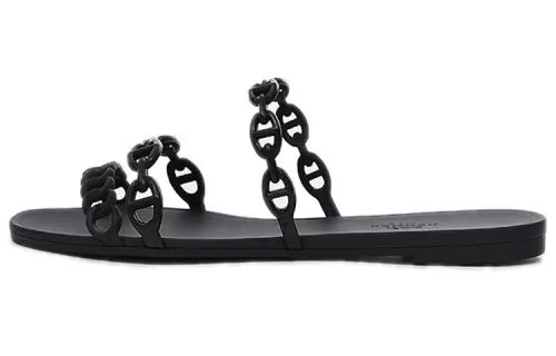 HERMES Slide Slippers Women's Black