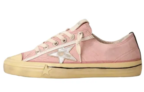 Golden Goose V Star Leather Stylish Skateboarding Shoes Women's Pink Distressed