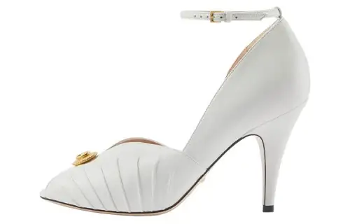 GUCCI Open Toe 94mm Sandal White Leather Women's