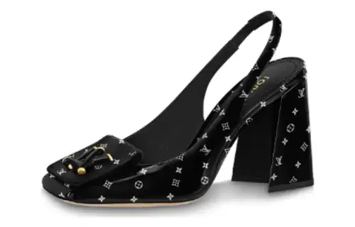 LOUIS VUITTON Chunky Heel High Heels Women's Black