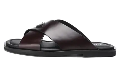 PRADA Brushed-finish Crisscross Slides
