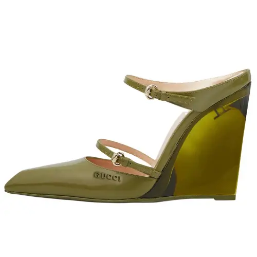 GUCCI Closed Toe Slippers 10.9cm Women's Green
