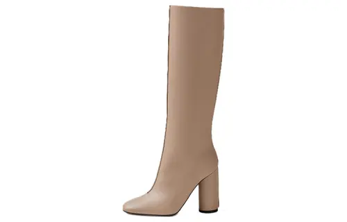 HERMES DRESSAGE Leather Fashion Knee high Boots Women's Beige