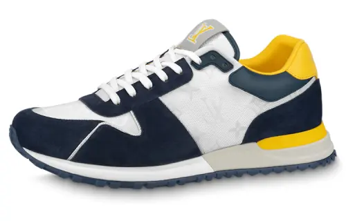 LOUIS VUITTON Run Away Leather Low top Sports Lifestyle Casual Shoes Men's Blue Yellow White