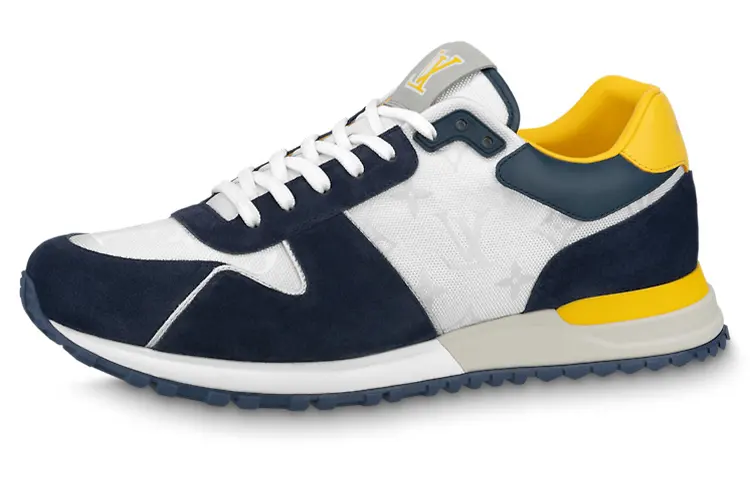 LOUIS VUITTON Run Away Leather Low top Sports Lifestyle Casual Shoes Men's Blue Yellow White