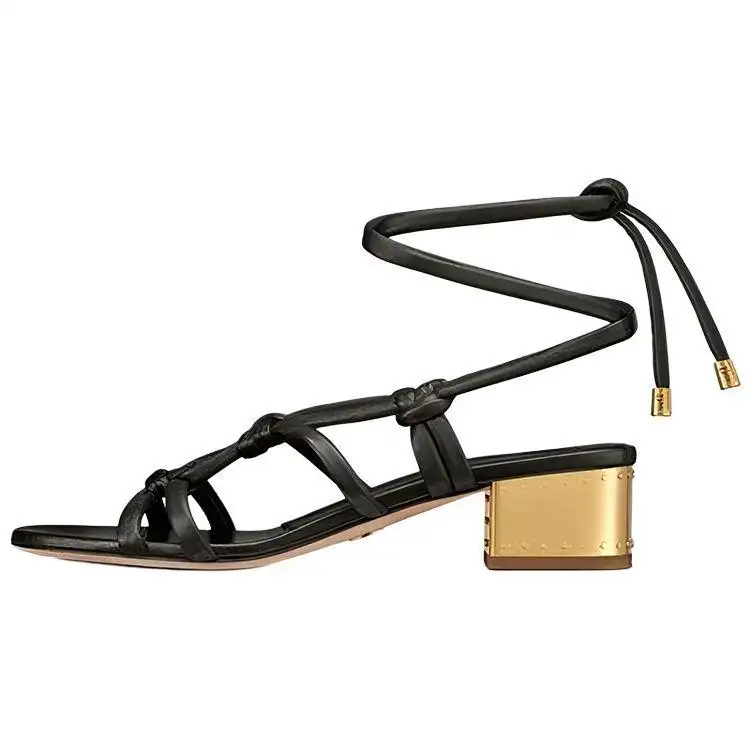 DIOR Olympe Leather One Strap Sandals Women's Black