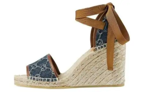 GUCCI GG Fabric One Strap Sandals Women's Blue