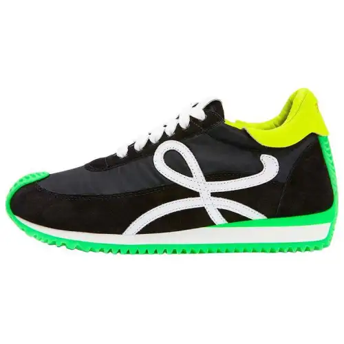 LOEWE Flow Runner Nylon Low top Casual Shoes Women's Black Green