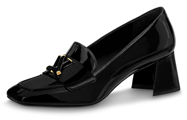 LOUIS VUITTON Shake Patent Leather Spool Heel High Heels Women's Black
