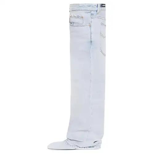 Balenciaga Falkon Cotton Fabric Knee high Boots Women's Light Blue
