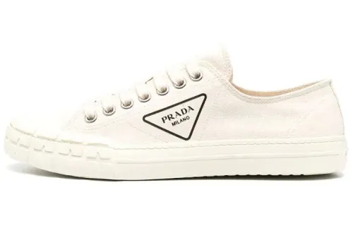 PRADA Wheel Casual Low top Stylish Skateboarding Shoes Men's Ecru