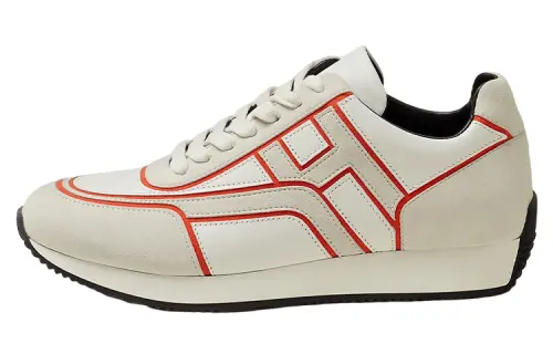 HERMES Chris Leather Low top Casual Shoes Women's Beige