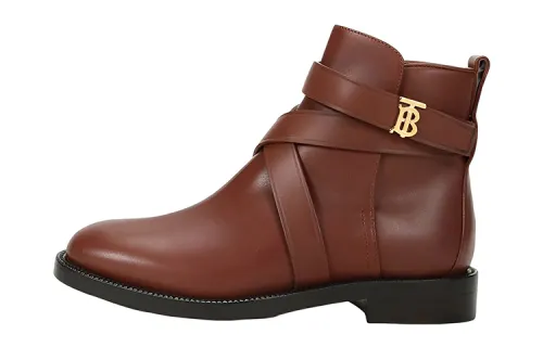 Burberry Leather Ankle Boots Women's Tan