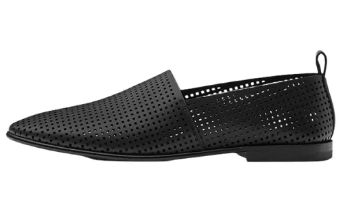 HERMES Eleos Leather Men's Casual Shoes Men's Black