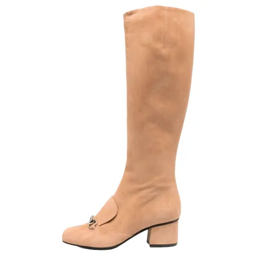 GUCCI Leather Knee high Boots 5.5cm Women's Brown