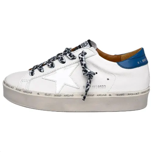 Golden Goose Hi Star Lace Up Low top Skateboard Shoes Women's White Blue Distressed