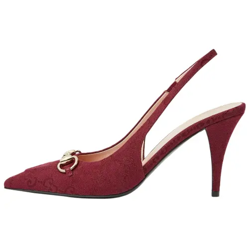 GUCCI Horsebit CLAMP Slim Heel High Heels 8.5cm Women's Red