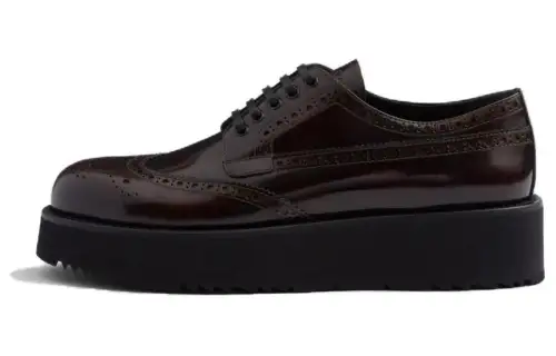 PRADA Leather Casual Shoes 4.5cm Women's Brown