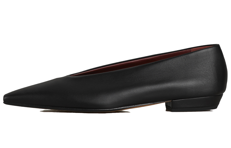 Bottega Veneta Almond Leather Ballet Flat Black Women's