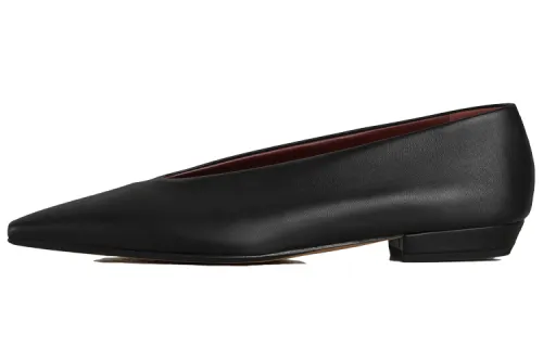 Bottega Veneta Almond Leather Ballet Flat Black Women's