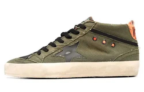 Golden Goose Mid Star Canvas Stylish Skateboarding Shoes Men's Dark Green