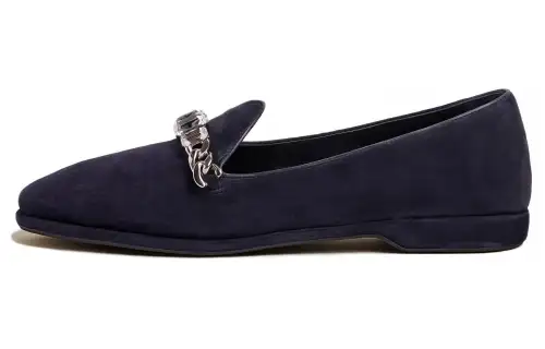 MIU MIU Suede Loafers Women's Dark Blue