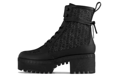 LOUIS VUITTON Laureate Short Combat Boots 5cm Women's Black