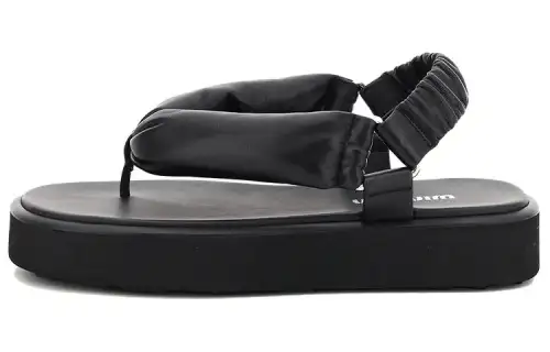 MIU MIU Cow Split Leather One Strap Sandals Women's Black