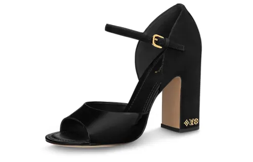 LOUIS VUITTON Donna Leather One Strap Sandals Women's Black
