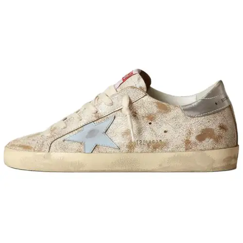 Golden Goose Super Star Leather Sports Low top Skateboard Shoes Women's White Blue