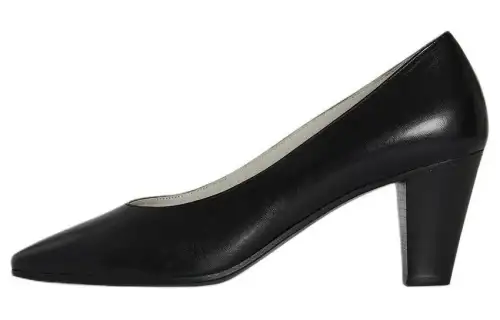 THE ROW Charlotte Leather Chunky Heel High Heels 6.4cm Women's Black