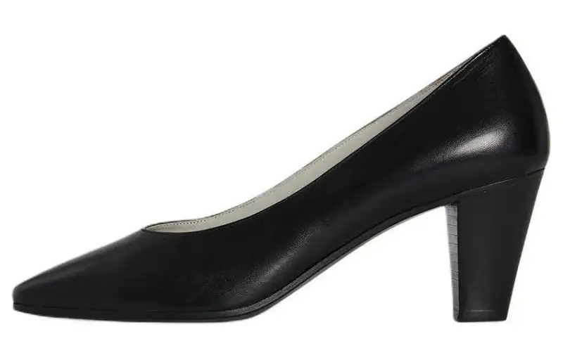 THE ROW Charlotte Leather Chunky Heel High Heels 6.4cm Women's Black