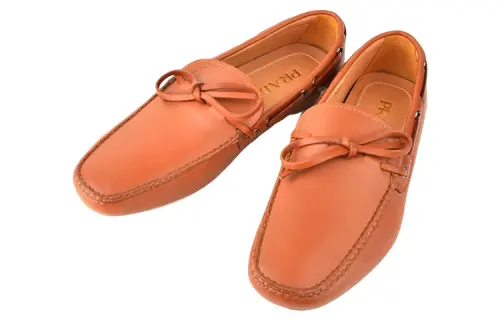 PRADA Leather Casual Shoes Men's Light Brown
