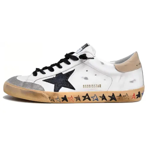 Golden Goose Super Star Leather Low top Stylish Skateboarding Shoes Men's White Distressed