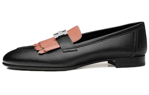 HERMES Royal Loafer Casual Shoes Women's Black Brown
