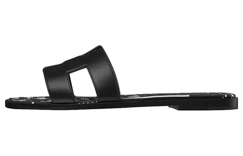 HERMES Oran Slide Slippers Women's Graffiti Black