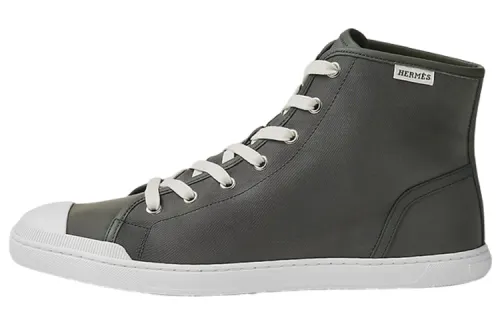 HERMES Express High top Canvas Shoes Men's Black