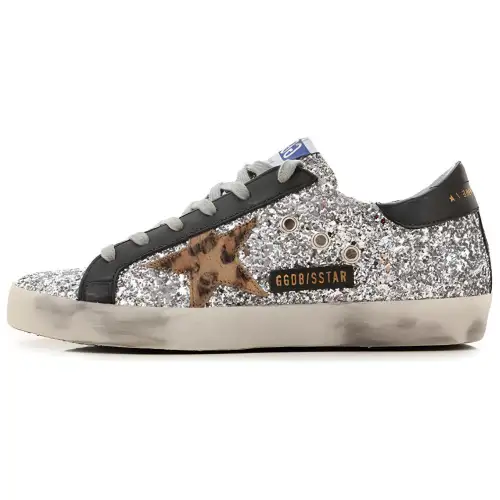 Golden Goose Super Star Low top Skateboard Shoes Women's Silver Black