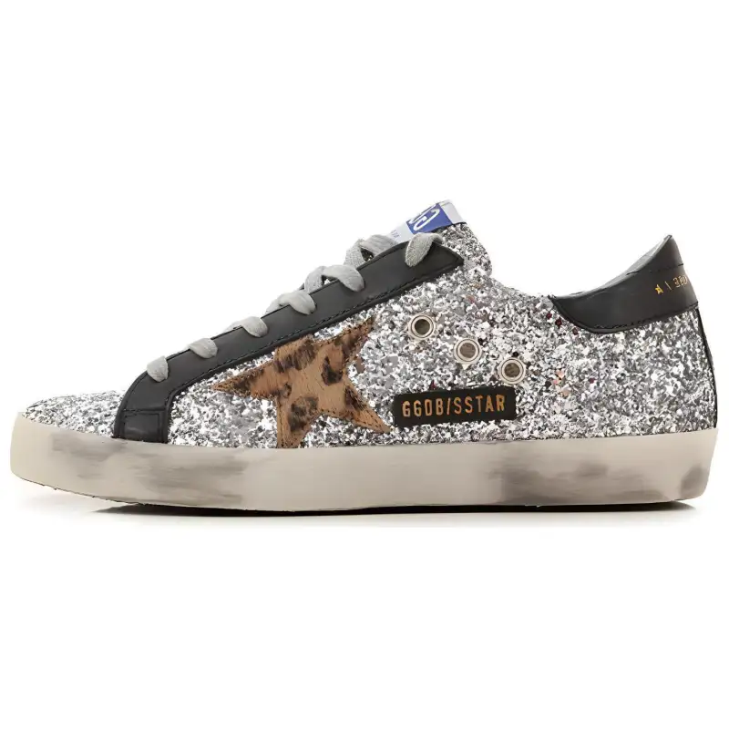Golden Goose Super Star Low top Skateboard Shoes Women's Silver Black