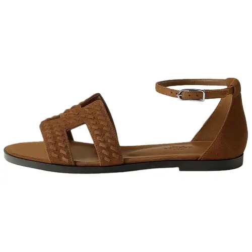HERMES Santorini One Strap Sandals 1CM Women's Brown