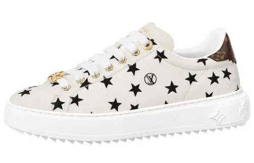 LOUIS VUITTON Time Out Leather Low top Stylish Skateboarding Shoes Women's White
