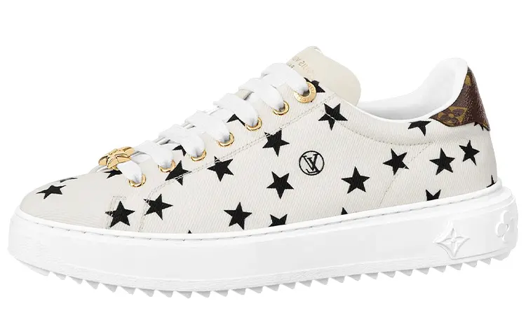 LOUIS VUITTON Time Out Leather Low top Stylish Skateboarding Shoes Women's White