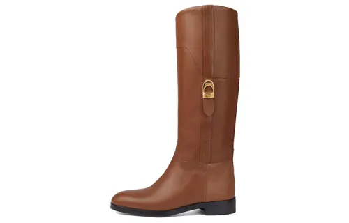 GUCCI Leather Knee high Boots Women's Brown